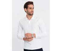 Pánské tričko s dlouhým rukávem s polo límcem V1 OM-POBL-0114 bílý Bílá, M