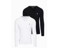 Pánská souprava triček s dlouhým rukávem V-NECK mix 2-pack V4 Z87 Bílá, XXL
