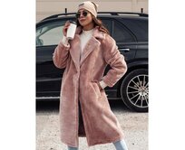 Dámský zimní kabát GLAMFUR dlouhý kožich růžový Růžová, L