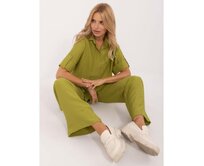 Dámská souprava z lipového lnu s košilí oversize limonková Žlutá, L/XL