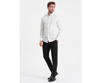 Pánská vzorovaná bavlněná košile SLIM FIT bílá Bílá, S