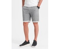 Pánské šortky LOOSE FIT z melanžové tkaniny šedé Světle modrá, XL