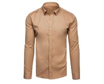 Pánská elegantní košile hnědá Karamelová, L