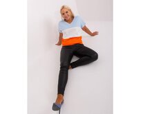 Dámská halenka pruhovaná plus size XIA světle modrá a oranžová Světle modrá, Univerzální