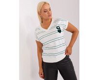 Dámská halenka s kapsičkou s nášivkou plus size REDA ecru zelená Vícebarevný, Univerzální