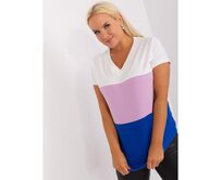 Dámská halenka pruhovaná plus size ANGELA ecru a modrá Modrá, Univerzální