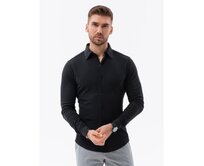 Pánská košile SLIM FIT z ozdobné tkaniny - modrá V1 Černá, S