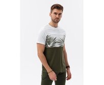 Pánské tričko s potiskem khaki V2 S1641 Khaki, XXL