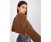 Dámská bunda z ekokůže na zip ARIES hnědá Hnědá, 2XL