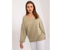Dámská halenka s perlami oversize khaki Khaki, Univerzální