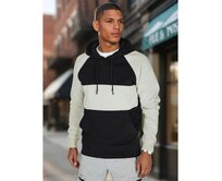 Pánská mikina basic s kapucí v popelavě černých pruzích Vícebarevný, L