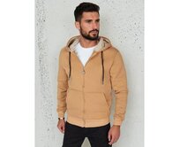 Pánská mikina rozepínací basic s kapucí kamelová Karamelová, XXL