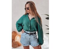 Dámská oversize košile z mušelínu MUSLINEA zelená Zelená, Univerzální