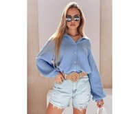 Dámská oversize mušelínová košile MUSLINEA modrá Modrá, Univerzální