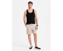 Pánské volné šortky s cargo kapsami - krémové V1 OM-SRCG-0194 Krémová, S