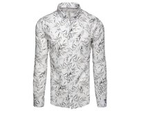 Pánská košile s listovým vzorem, bílá Bílá, XL
