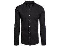 Pánská košile s dlouhým rukávem a stojáčkem černá Černá, XXL