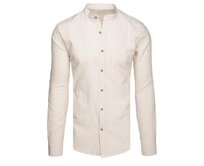 Pánská košile s stojáčkem a dlouhým rukávem, světle béžová Béžová, XXL
