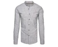 Pánská košile s stojáčkem a dlouhým rukávem, šedá Světle šedá, XL