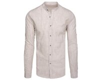 Pánská košile s stojáčkem a dlouhým rukávem, hnědá Karamelová, XXL