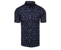 Pánská košile s krátkými rukávy, tmavě modrá Námořnická modrá, XXL