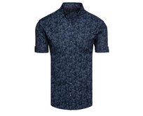 Pánská košile s krátkým rukávem tmavě modrá Námořnická modrá, 3XL