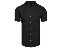 Pánská košile s límečkem a krátkými rukávy, černá Černá, 3XL