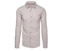 Pánská košile s jemnými pruhy a dlouhými rukávy, béžová Béžová, XXL