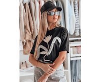 Dámské tričko oversize s 3D efektem černé Černá, M/L