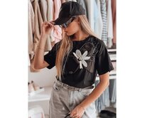 Dámské tričko oversize s 3D efektem PETALOVE černé Černá, XL/XXL