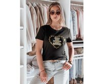 Dámské tričko s potiskem medvídka TEDDYCAP černé Černá, S