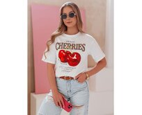 Dámské tričko oversize s třešněmi BLINKPOP bílá Bílá, L/XL