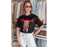 Dámské tričko oversize s medvídkem FUNTED černé Černá, L/XL