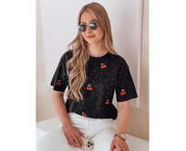 Dámské tričko s třešňovým nápisem FRUTTIKA černá Černá, L/XL