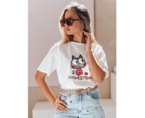 Dámské tričko oversize s kočičkou CUTE KITTEN bílá Bílá, Univerzální