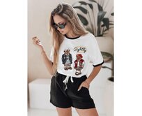 Dámské tričko nadměrné velikosti s výšivkou CLASSY TEDDY bílá Bílá, S/M