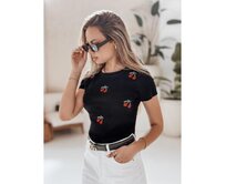 Dámské tričko s třešňovou barvou CHERRYDUST černá Černá, S/M