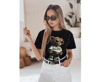Dámské tričko s medvídkem černá Černá, L/XL