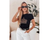 Dámské tričko s korunkou BLINGESSO černé Černá, L/XL