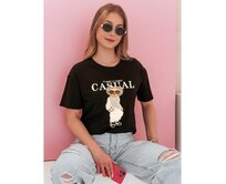 Dámské tričko s medvídkem MISTREET černé Černá, L/XL