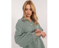 Pistáciová mušelínová košile s límečkem SUBLEVEL Zelená, L/XL
