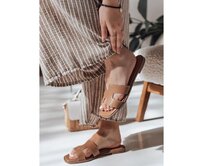 Dámské pantofle s výřezy KLASSINO khaki Khaki, 36