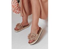 Dámské žabky s květinou KWIATARIS khaki Khaki, 36