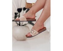 Dámské pantofle na korkové podrážce KORKISTI khaki Khaki, 37
