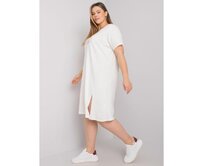 Dámské šaty s rozparkem plus size LUCY ecru Ecru, Univerzální