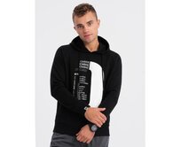 Pánská mikina HOODIE s potiskem V3 OM-SSPS-0152 černá Černá, L