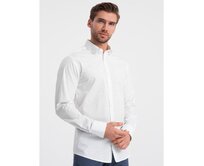 Pánská bavlněná košile SLIM FIT s mikro vzorem bílá Bílá, XXL