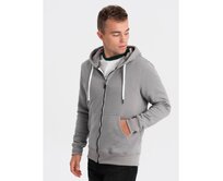Pánská mikina na zip s kapucí BASIC šedá Šedá, XL