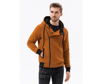 Pánská mikina na zip s kapucí GIOVANNI hnědá Oranžová, XL