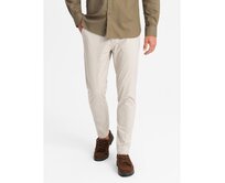Pánské jednotné chino kalhoty REGULAR FIT - béžové Béžová, L